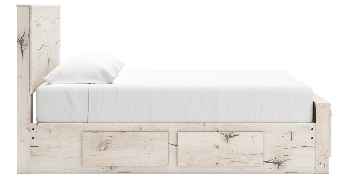 Lawroy Light Natural King Panel Bed with 2 Nightstands from Ashley - Luna Furniture
