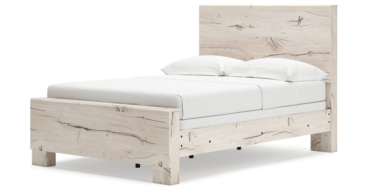 Lawroy Full Panel Bed with Mirrored Dresser in Light Natural from Ashley Furniture - Luna Furniture