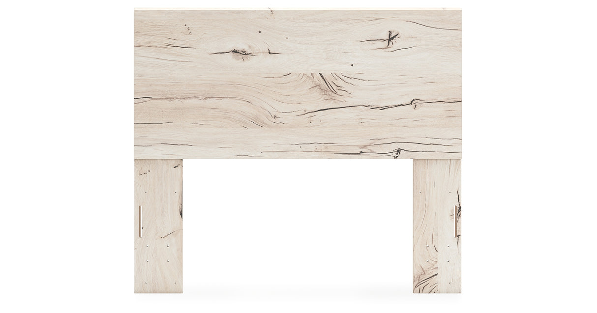 Lawroy Full Panel Headboard with Mirrored Dresser in Light Natural from Ashley - Luna Furniture