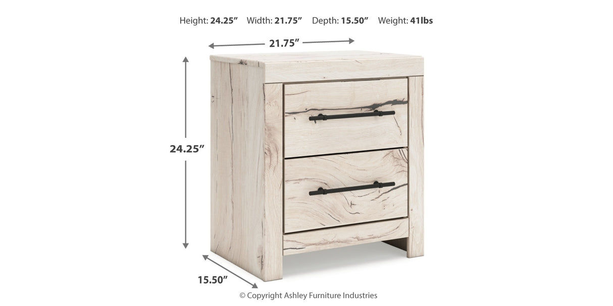 Lawroy Full Panel Headboard with Mirrored Dresser and Nightstand in Light Natural from Ashley - Luna Furniture