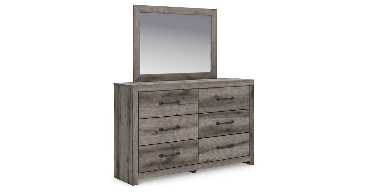 Graystorm Queen Panel Bed with Mirrored Dresser and 2 Nightstands in Brown Gray from Ashley - Luna Furniture