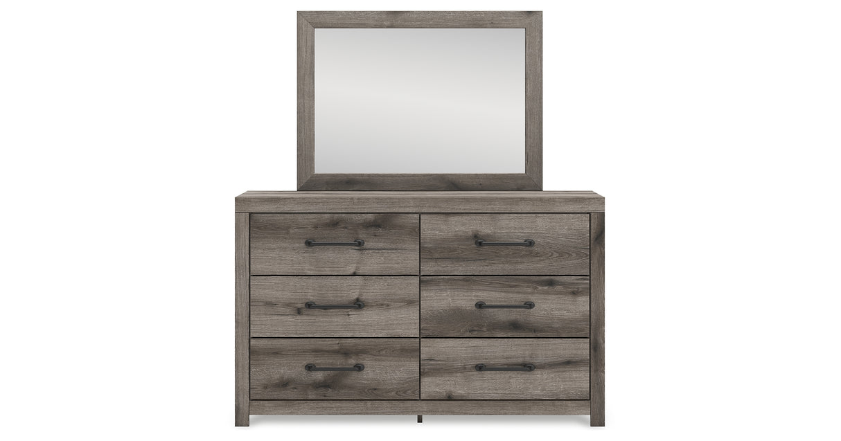 Graystorm Full Panel Bed with Mirrored Dresser and Chest in Brown Gray from Ashley Furniture - Luna Furniture