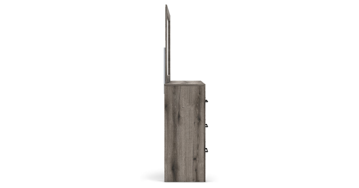 Graystorm Full Panel Bed with Storage with Mirrored Dresser and 2 Nightstands in Brown Gray from Ashley Furniture - Luna Furniture