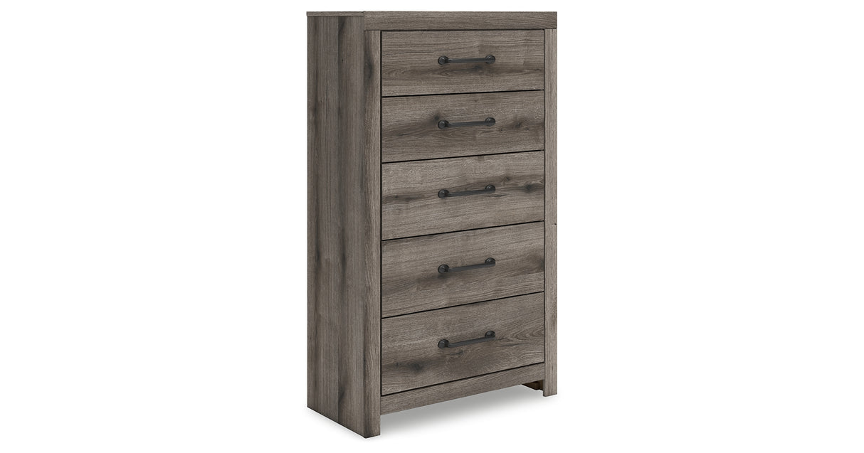Graystorm Full Panel Bed with Storage with Mirrored Dresser, Chest and 2 Nightstands in Brown Gray from Ashley Furniture - Luna Furniture