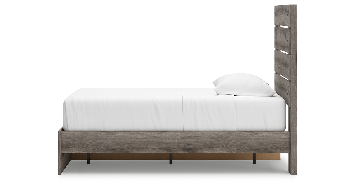 Graystorm Twin Panel Storage Bed with Mirrored Dresser, Chest and 2 Nightstands in Brown Gray from Ashley Furniture - Luna Furniture