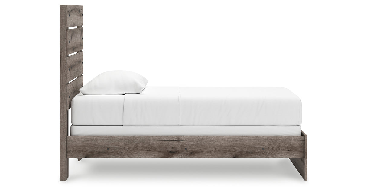 Graystorm Twin Panel Bed with Mirrored Dresser and 2 Nightstands in Brown Gray from Ashley - Luna Furniture