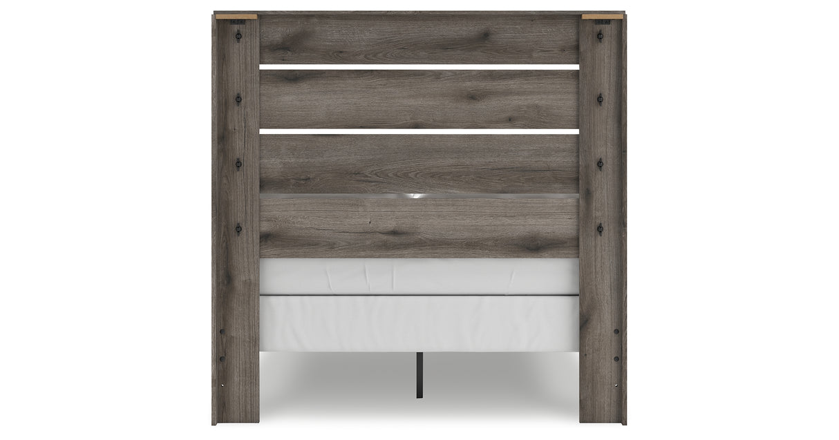 Graystorm Full Panel Bed with Mirrored Dresser, Chest and Nightstand in Brown Gray from Ashley Furniture - Luna Furniture