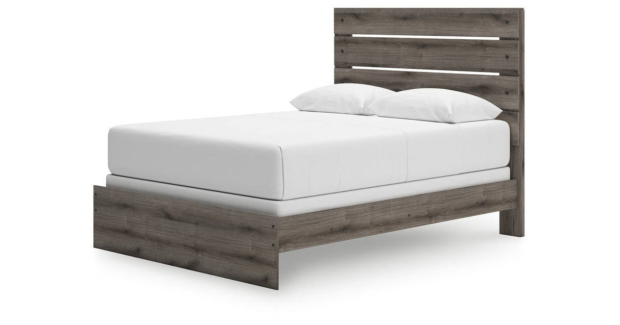 Graystorm Queen Panel Bed with Mirrored Dresser and 2 Nightstands in Brown Gray from Ashley - Luna Furniture