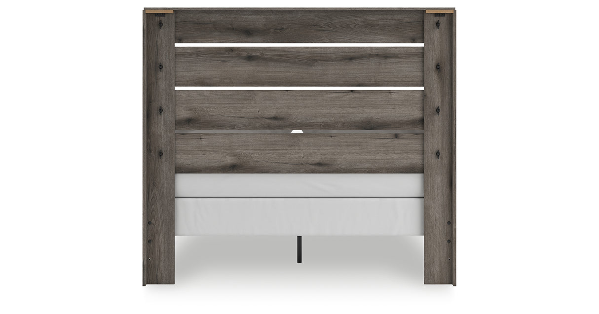 Graystorm Queen Panel Bed with Mirrored Dresser and 2 Nightstands in Brown Gray from Ashley - Luna Furniture