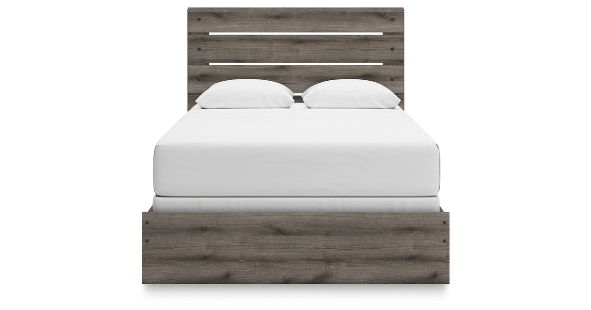 Graystorm Queen Panel Bed with Mirrored Dresser and 2 Nightstands in Brown Gray from Ashley - Luna Furniture