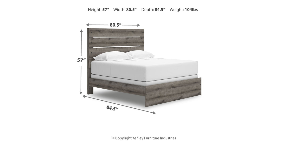 Graystorm King Panel Bed with Mirrored Dresser and 2 Nightstands in Brown Gray from Ashley - Luna Furniture