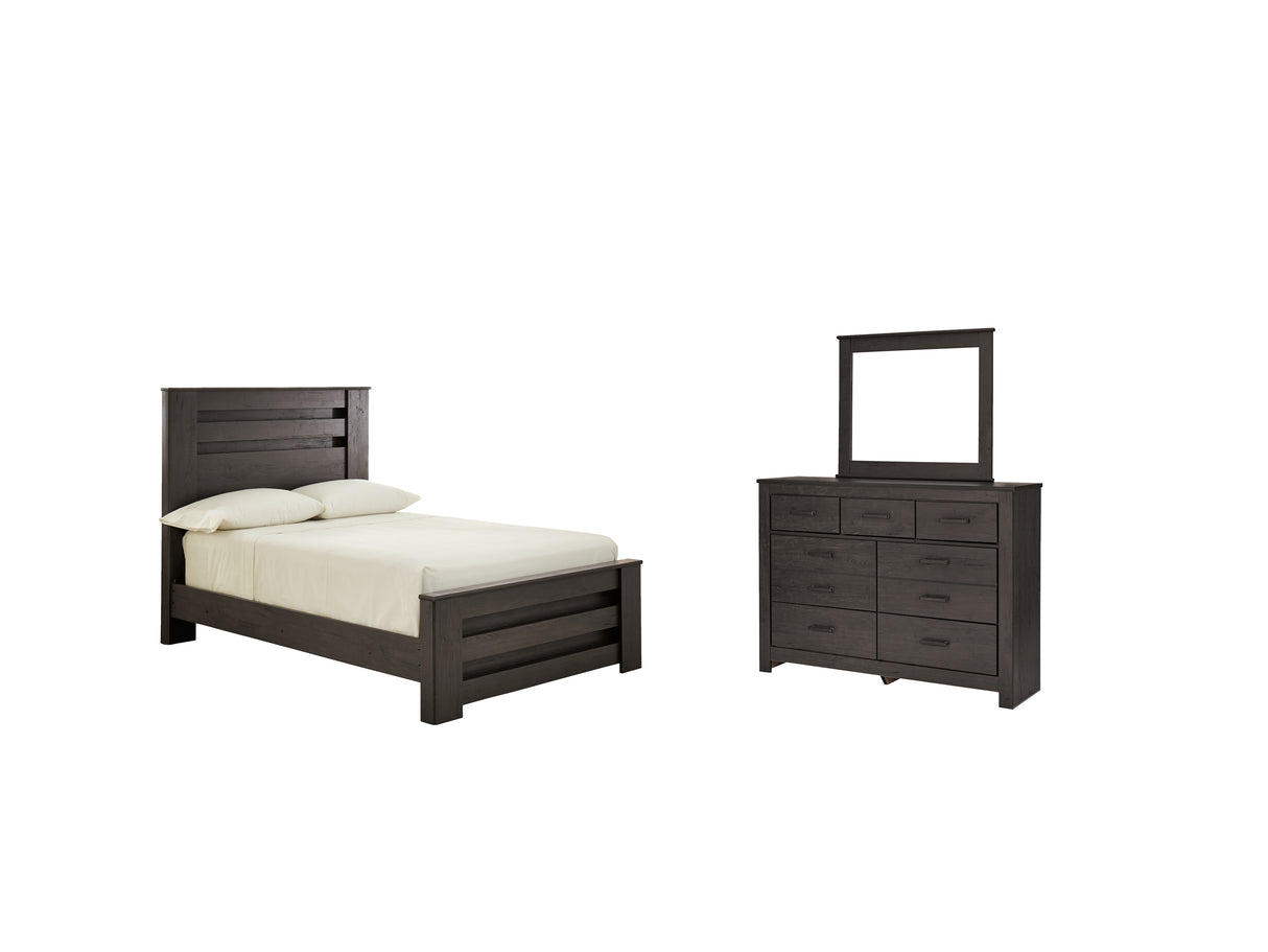 Brinxton Charcoal Full Panel Bed, Dresser and Mirror from Ashley - Luna Furniture