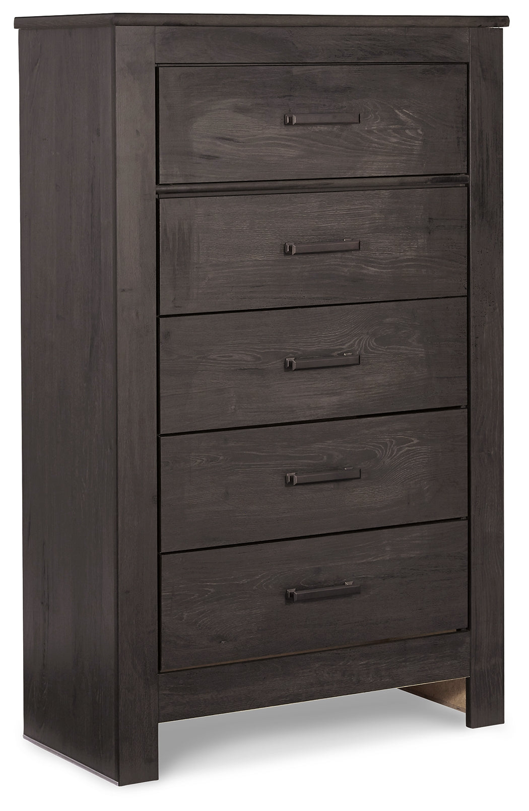 Brinxton King Panel Bed with Mirrored Dresser, Chest and 2 Nightstands in Charcoal from Ashley - Luna Furniture