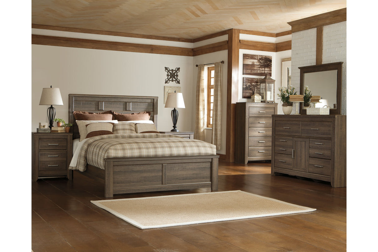 Juararo Dark Brown California King Panel Bed from Ashley - Luna Furniture