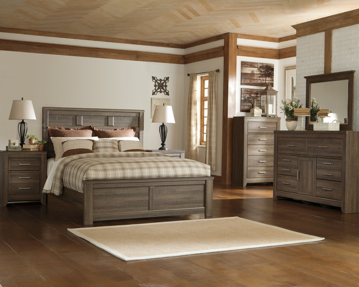 Juararo Dark Brown California King Panel Bed from Ashley - Luna Furniture
