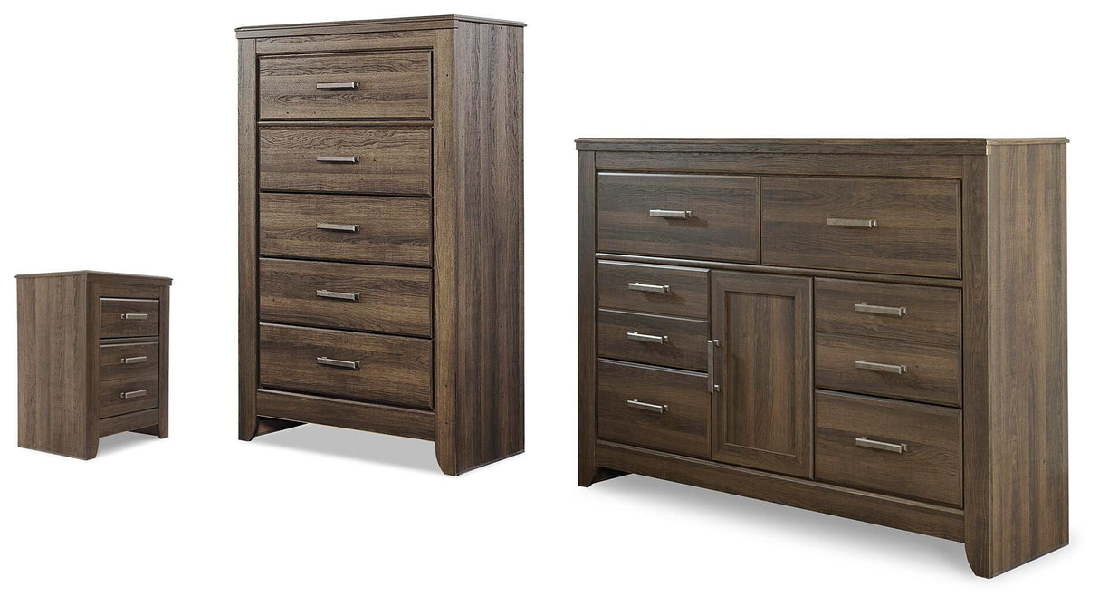 Juararo Dark Brown Dresser, Chest and Nightstand from Ashley - Luna Furniture