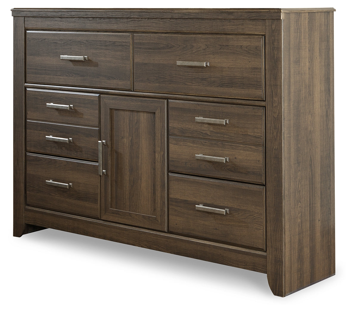 Juararo King Poster Bed with Mirrored Dresser and 2 Nightstands in Dark Brown from Ashley Furniture - Luna Furniture