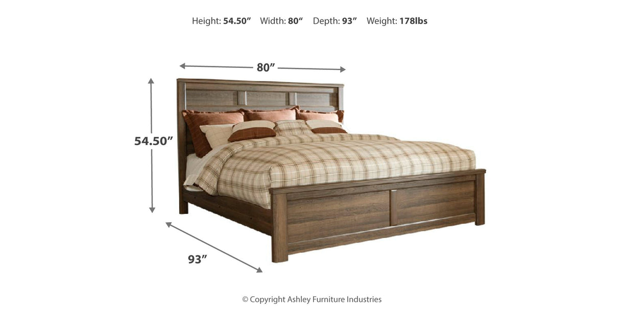 Juararo California King Poster Bed with Mirrored Dresser in Dark Brown from Ashley Furniture - Luna Furniture