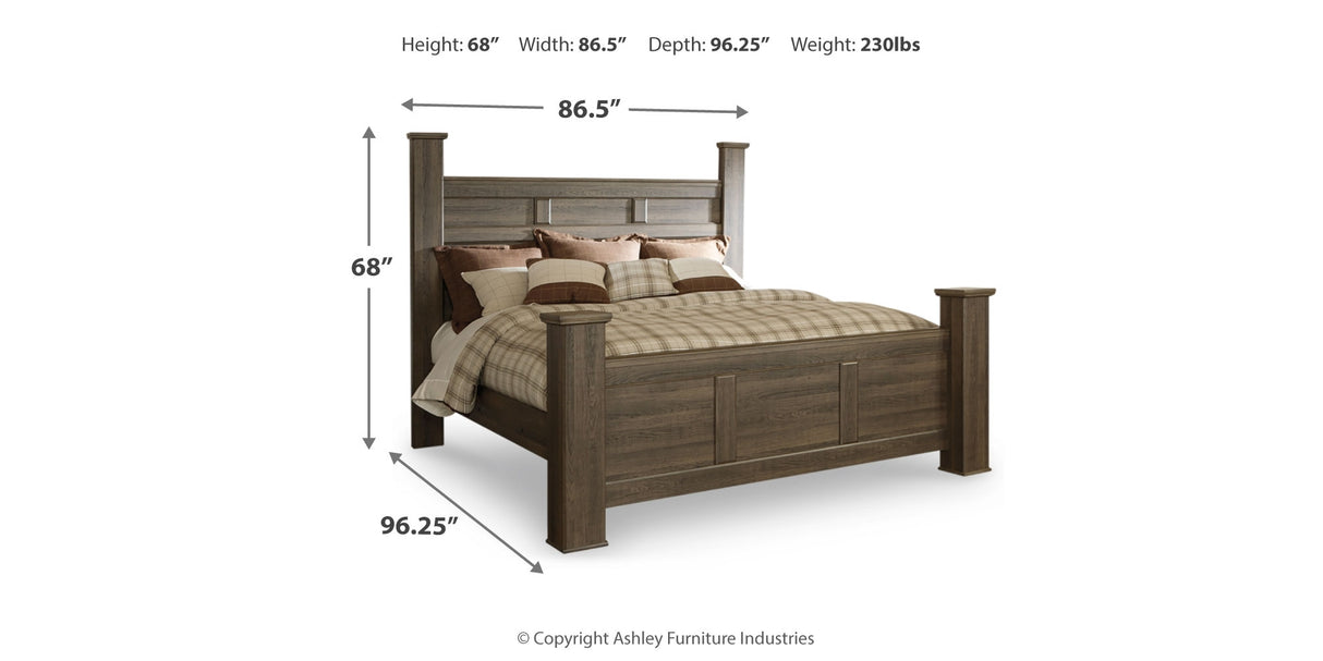 Juararo California King Poster Bed, Dresser and 2 Nightstands from Ashley Furniture - Luna Furniture