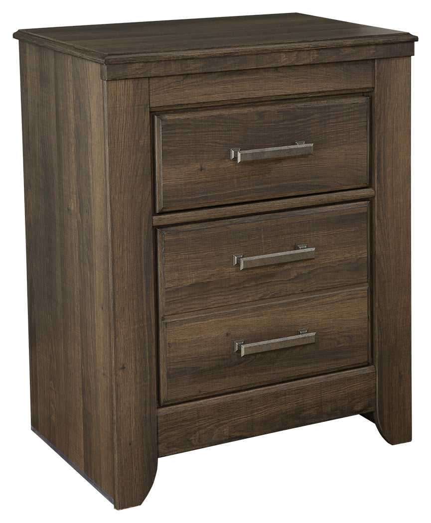 Juararo Dark Brown Queen Poster Bed with Mirrored Dresser and 2 Nightstands from Ashley Furniture - Luna Furniture