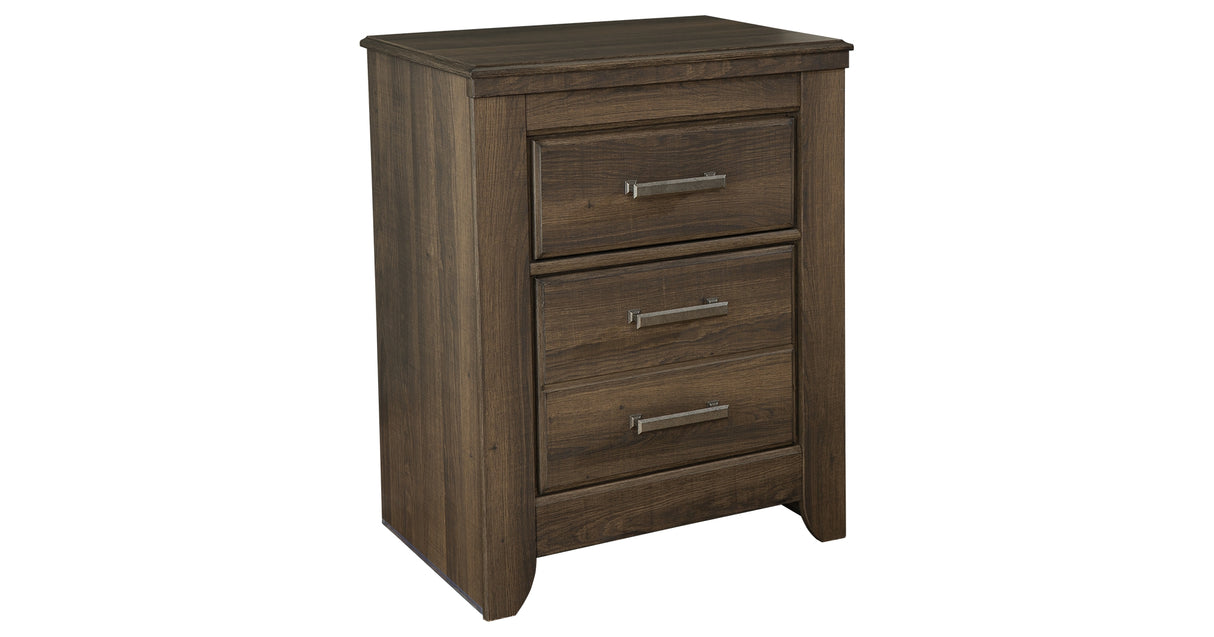 Juararo King Panel Bed with Mirrored Dresser, Chest and 2 Nightstands in Dark Brown from Ashley - Luna Furniture