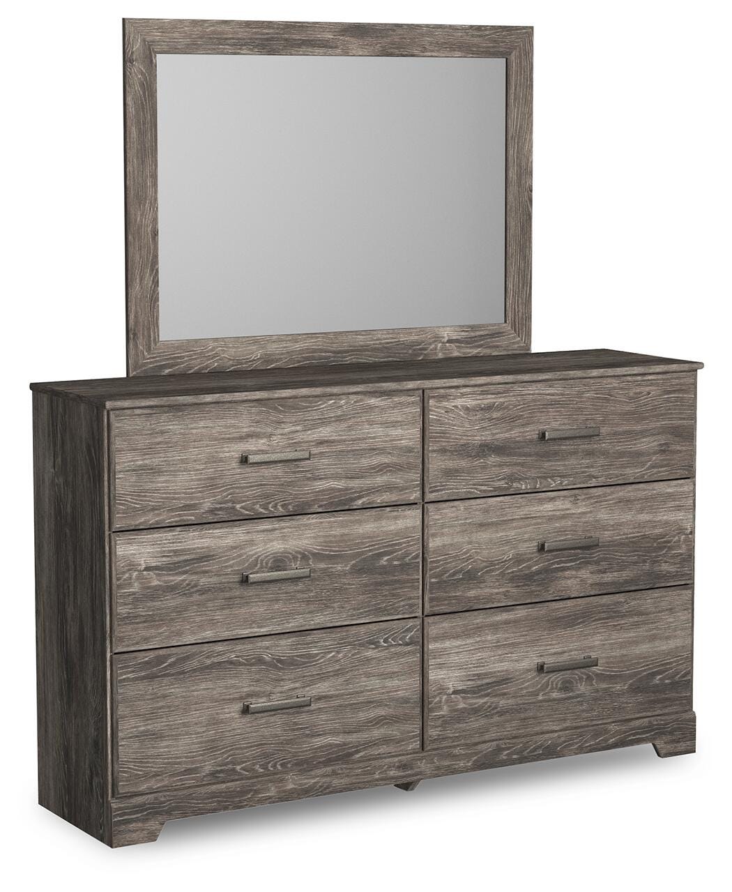 Ralinksi Gray Twin Panel Bed with Mirrored Dresser from Ashley Furniture - Luna Furniture