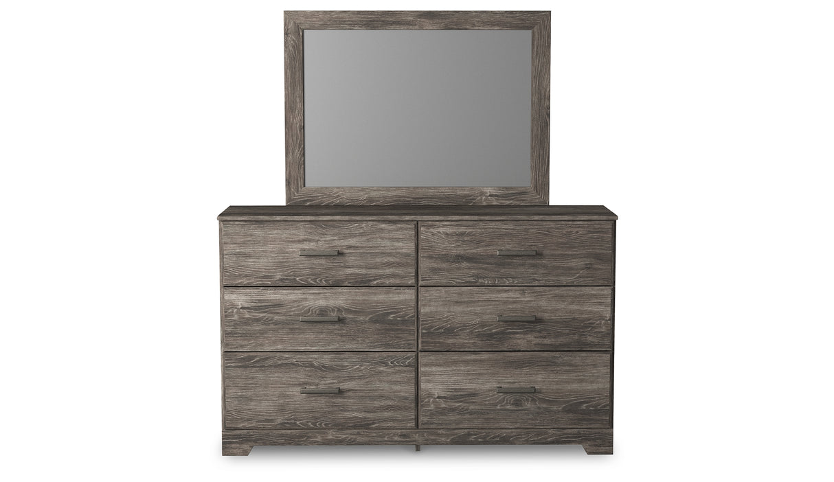Ralinksi Queen Panel Bed with Mirrored Dresser, Chest and Nightstand in Gray from Ashley - Luna Furniture