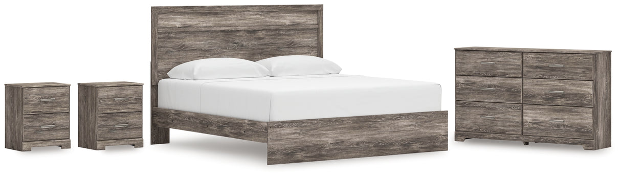 Ralinksi King Panel Bed with Dresser and 2 Nightstands in Gray from Ashley Furniture - Luna Furniture