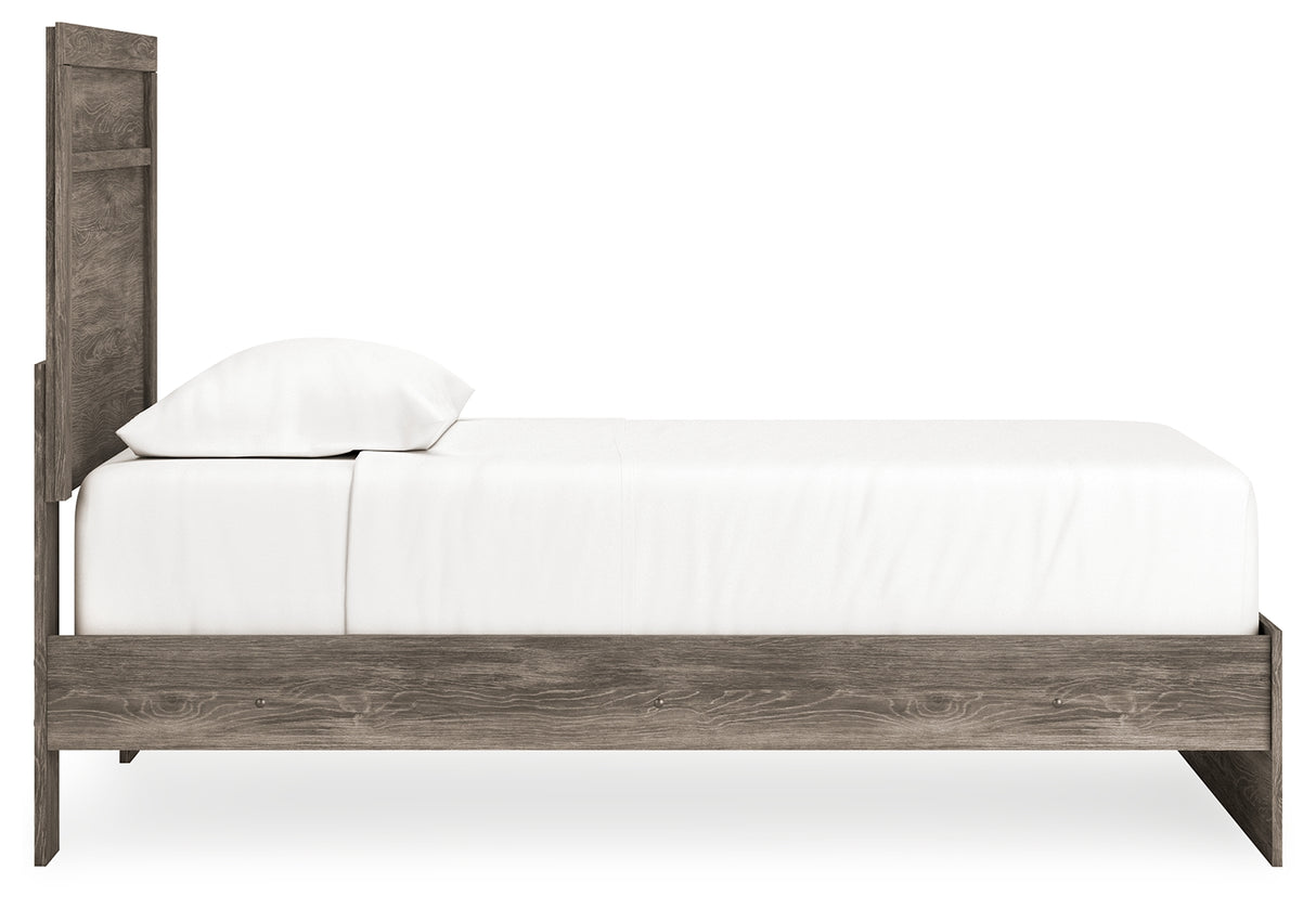 Ralinksi Gray Twin Panel Bed with Mirrored Dresser from Ashley Furniture - Luna Furniture