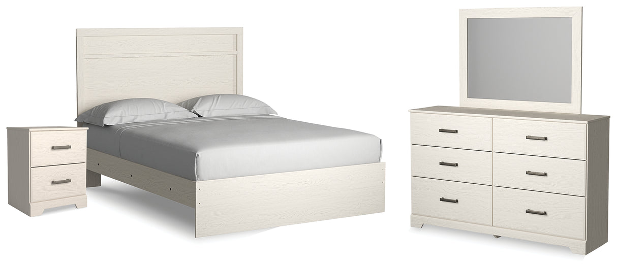 Stelsie White Queen Panel Bed with Dresser, Mirror and Nightstand from Ashley Furniture - Luna Furniture