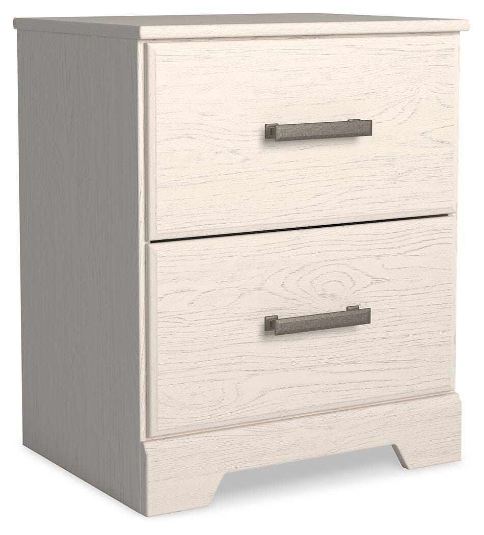 Stelsie White King Panel Bed, Dresser, Mirror, Chest and 2 Nightstands