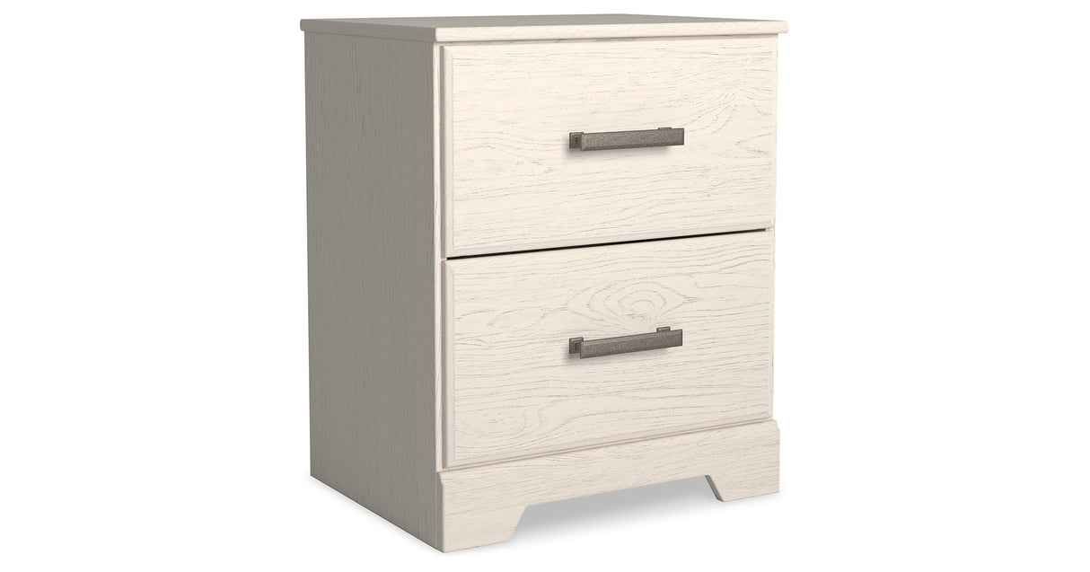 Stelsie White Panel Bed and Nightstand from Ashley Furniture - Luna Furniture