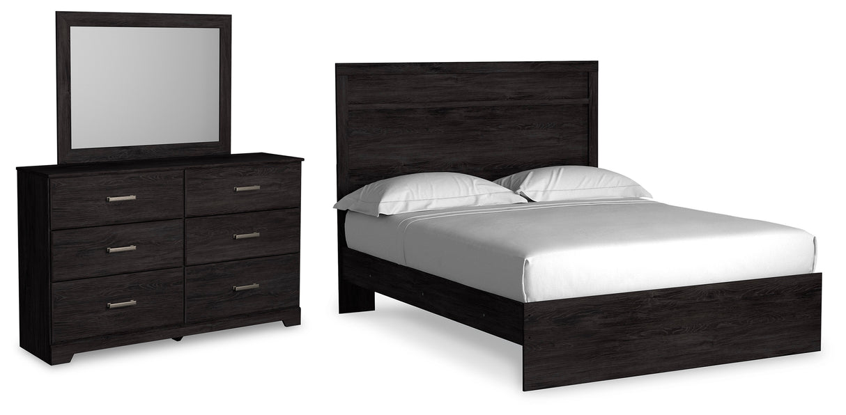 Belachime Charcoal Queen Panel Bed, Dresser and Mirror from Ashley - Luna Furniture
