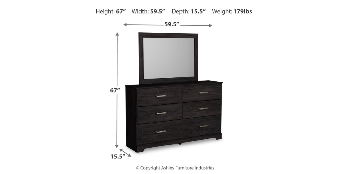 Belachime Twin Panel Bed with Mirrored Dresser in Charcoal from Ashley Furniture - Luna Furniture