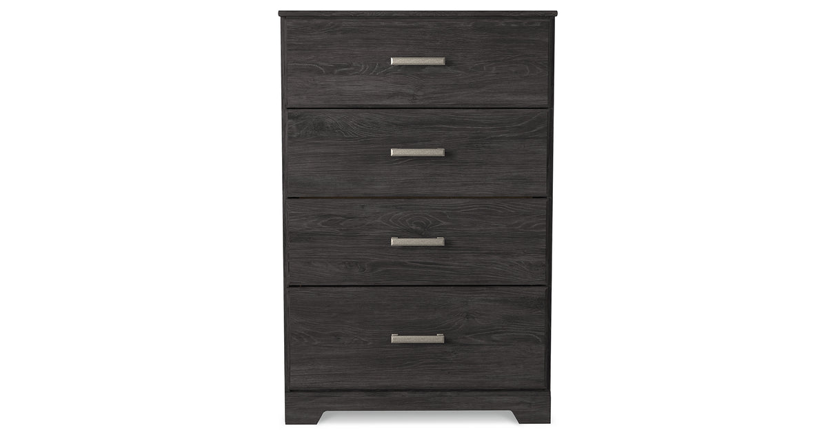 Belachime Queen Panel Bed with Mirrored Dresser and Chest in Charcoal from Ashley Furniture - Luna Furniture