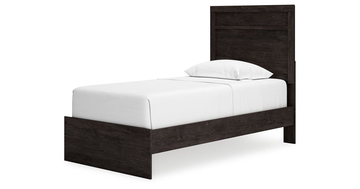 Belachime Twin Panel Bed with Mirrored Dresser and Chest in Charcoal from Ashley Furniture - Luna Furniture