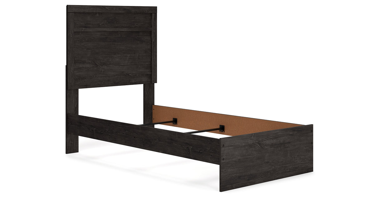 Belachime Twin Panel Bed with Mirrored Dresser in Charcoal from Ashley Furniture - Luna Furniture