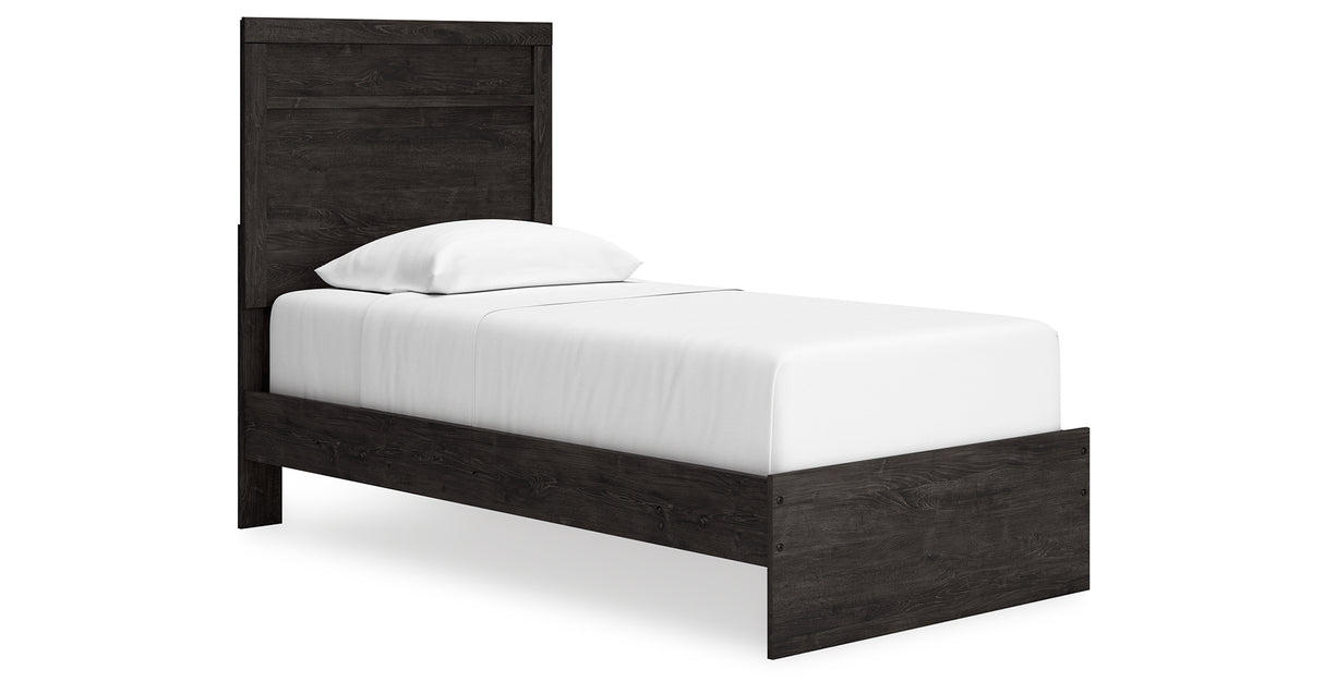 Belachime Twin Panel Bed with Mirrored Dresser and Chest in Charcoal from Ashley Furniture - Luna Furniture