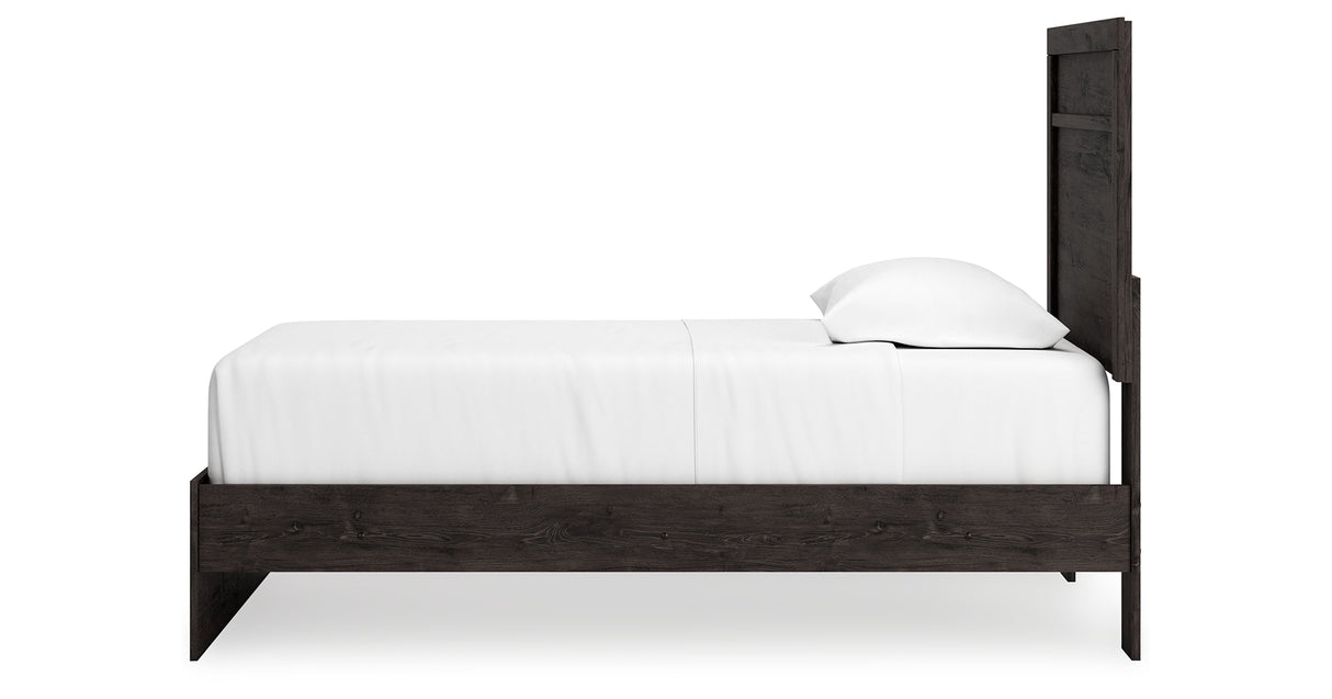 Belachime Twin Panel Bed with Mirrored Dresser and Chest in Charcoal from Ashley Furniture - Luna Furniture