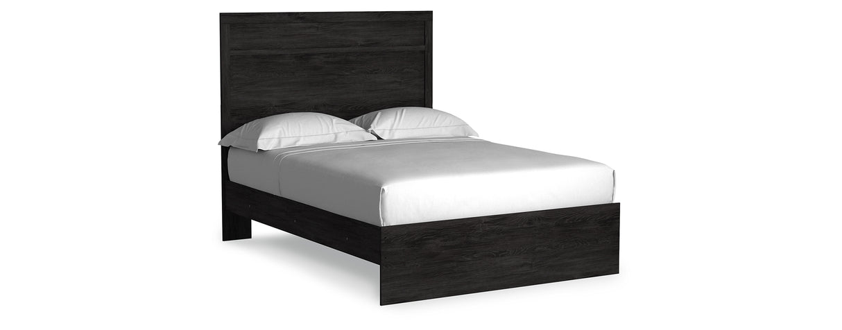 Belachime Full Panel Bed with Mirrored Dresser and 2 Nightstands in Charcoal from Ashley Furniture - Luna Furniture