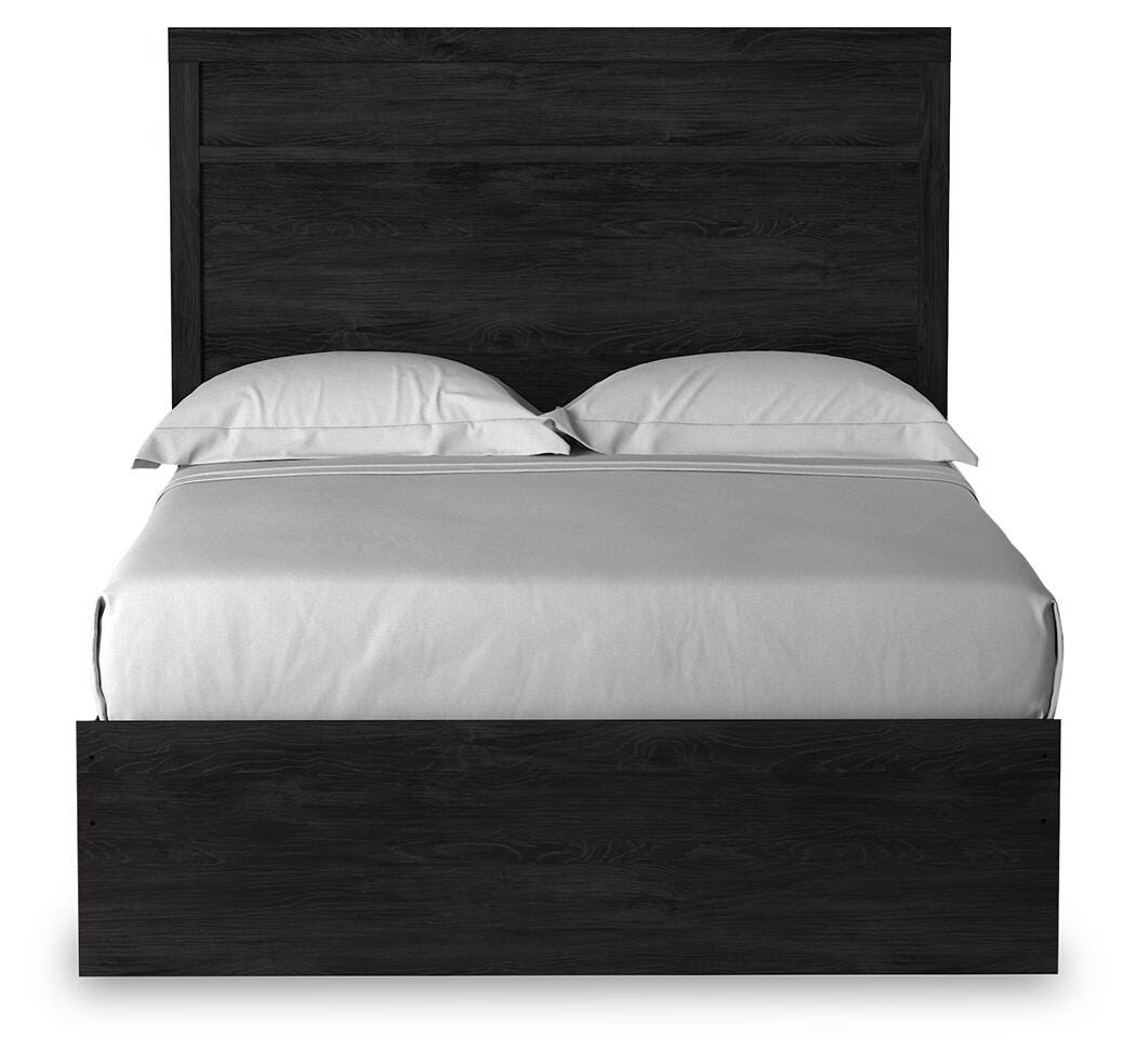 Belachime Full Panel Bed with 2 Nightstands in Charcoal from Ashley Furniture - Luna Furniture