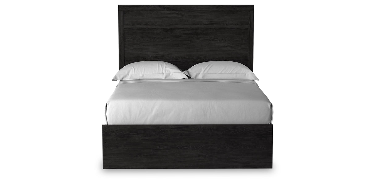 Belachime Full Panel Bed with Mirrored Dresser and Chest in Charcoal from Ashley Furniture - Luna Furniture
