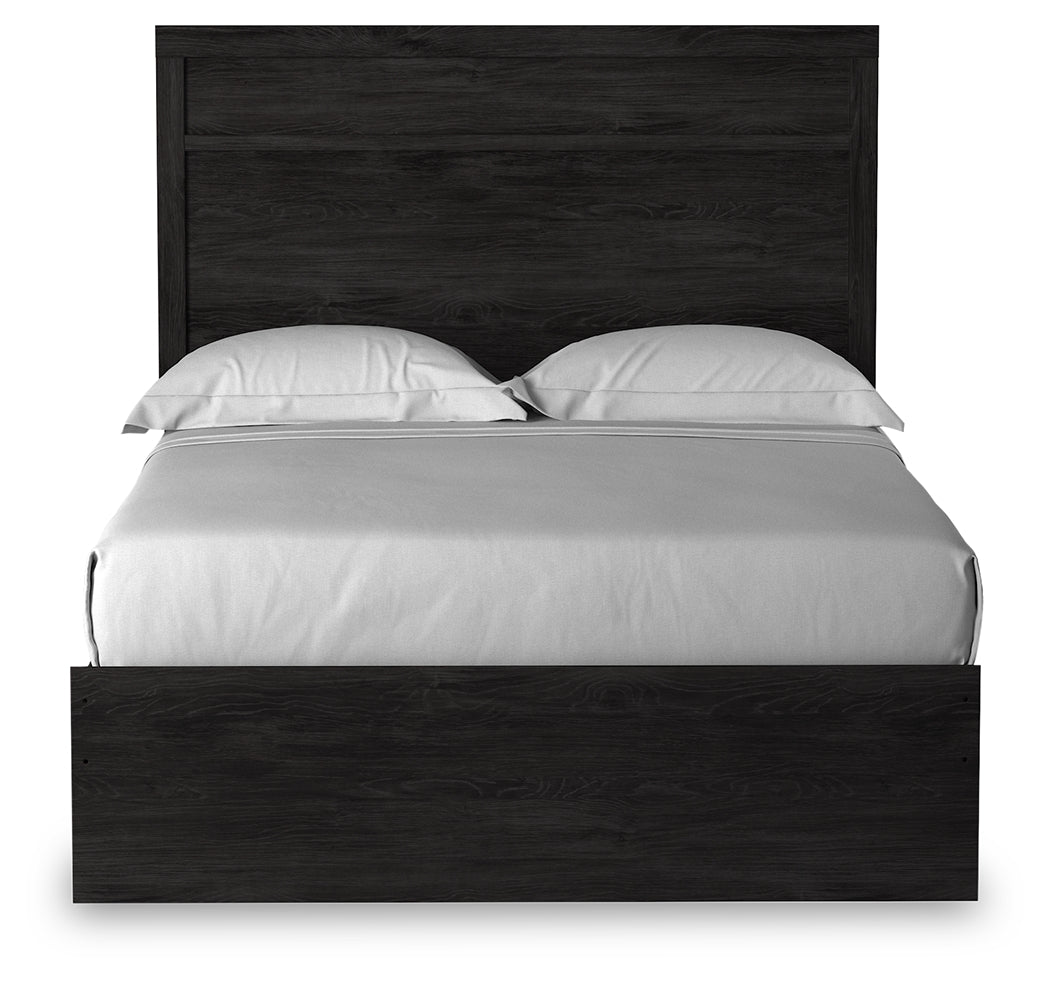 Belachime Full Panel Bed with 2 Nightstands in Charcoal from Ashley - Luna Furniture