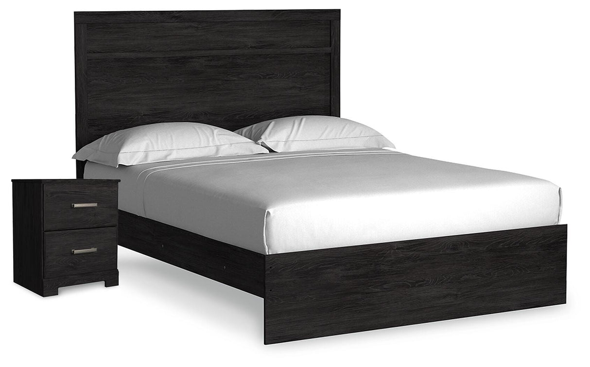 Belachime Charcoal Queen Panel Bed and Nightstand from Ashley Furniture - Luna Furniture