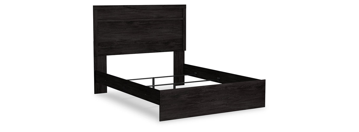 Belachime Queen Panel Bed with Mirrored Dresser and 2 Nightstands in Charcoal from Ashley Furniture - Luna Furniture