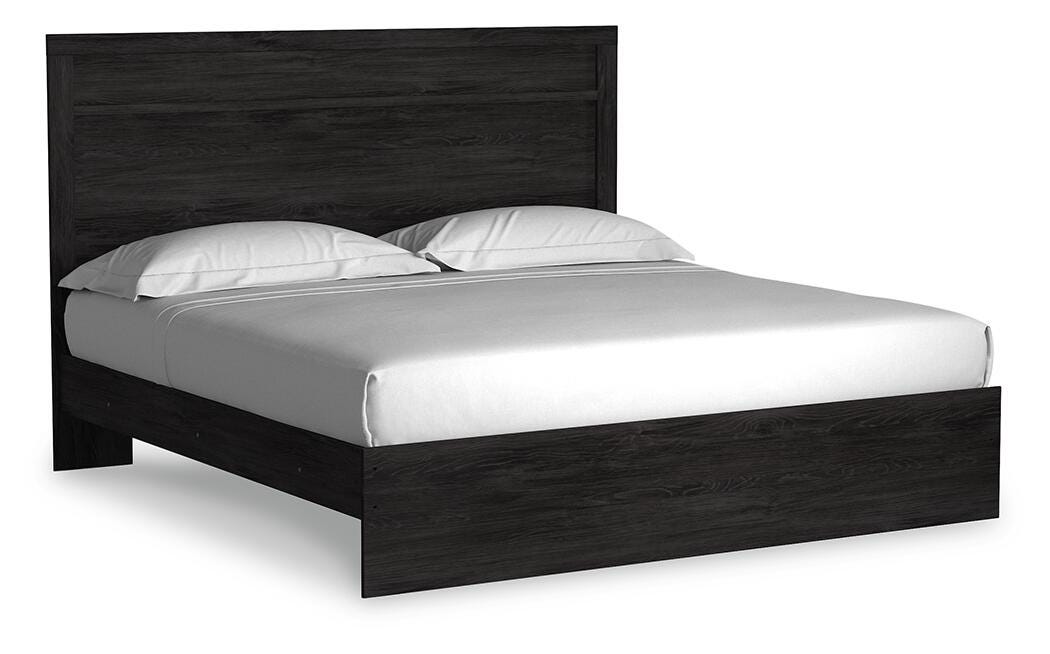 Belachime Dark Charcoal King Panel Bed, Dresser Mirror and 2 Nightstands from Ashley - Luna Furniture