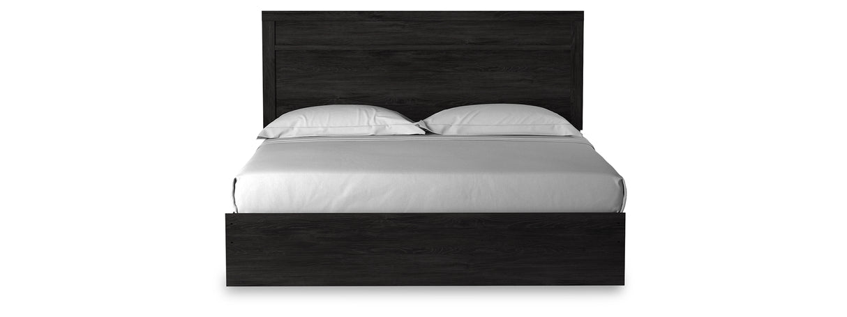 Belachime King Panel Bed with 2 Nightstands in Charcoal from Ashley Furniture - Luna Furniture