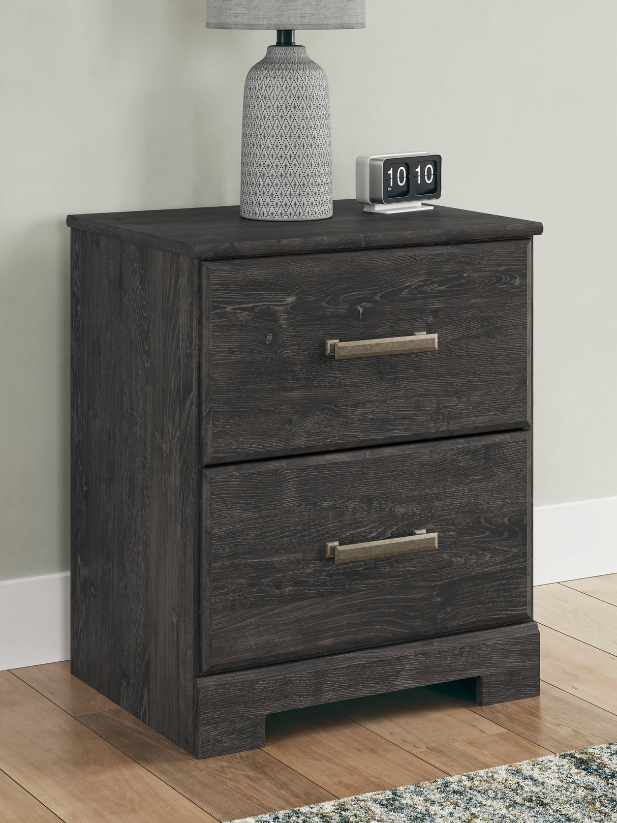 Belachime Dark Charcoal King Panel Bed, Dresser Mirror and 2 Nightstands from Ashley Furniture - Luna Furniture