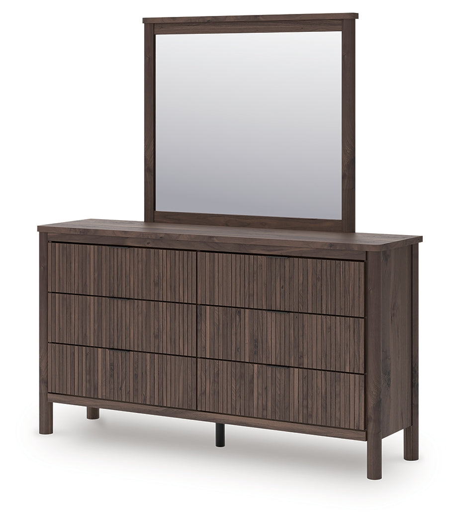 Pamytta Twin Upholstered Panel Bed, Dresser and Mirror from Ashley - Luna Furniture