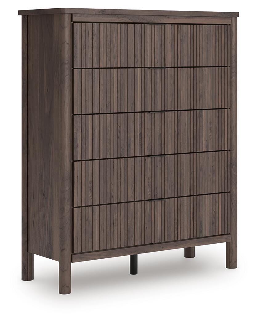 Pamytta Brown Twin Panel Bed with Mirrored Dresser and Chest from Ashley - Luna Furniture